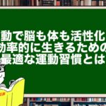 運動で脳も体も活性化!効率的に生きるための最適な運動習慣とは