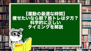 【運動の最適な時間】痩せたいなら朝？筋トレは夕方？科学的に正しいタイミングを解説