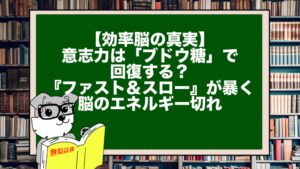 【効率脳の真実】意志力は「ブドウ糖」で回復する?『ファスト&スロー』が暴く脳のエネルギー切れ